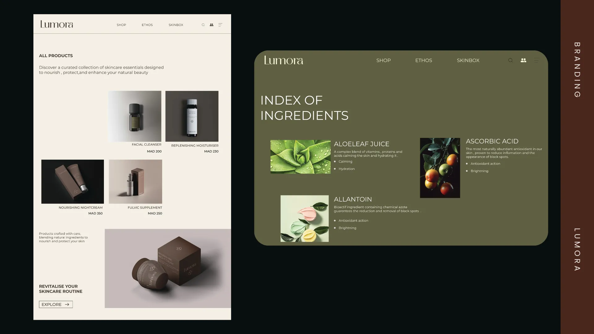 E-commerce website screens
