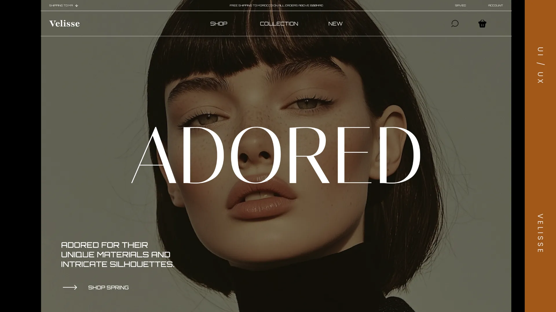 Velisse website hero — ADORED campaign