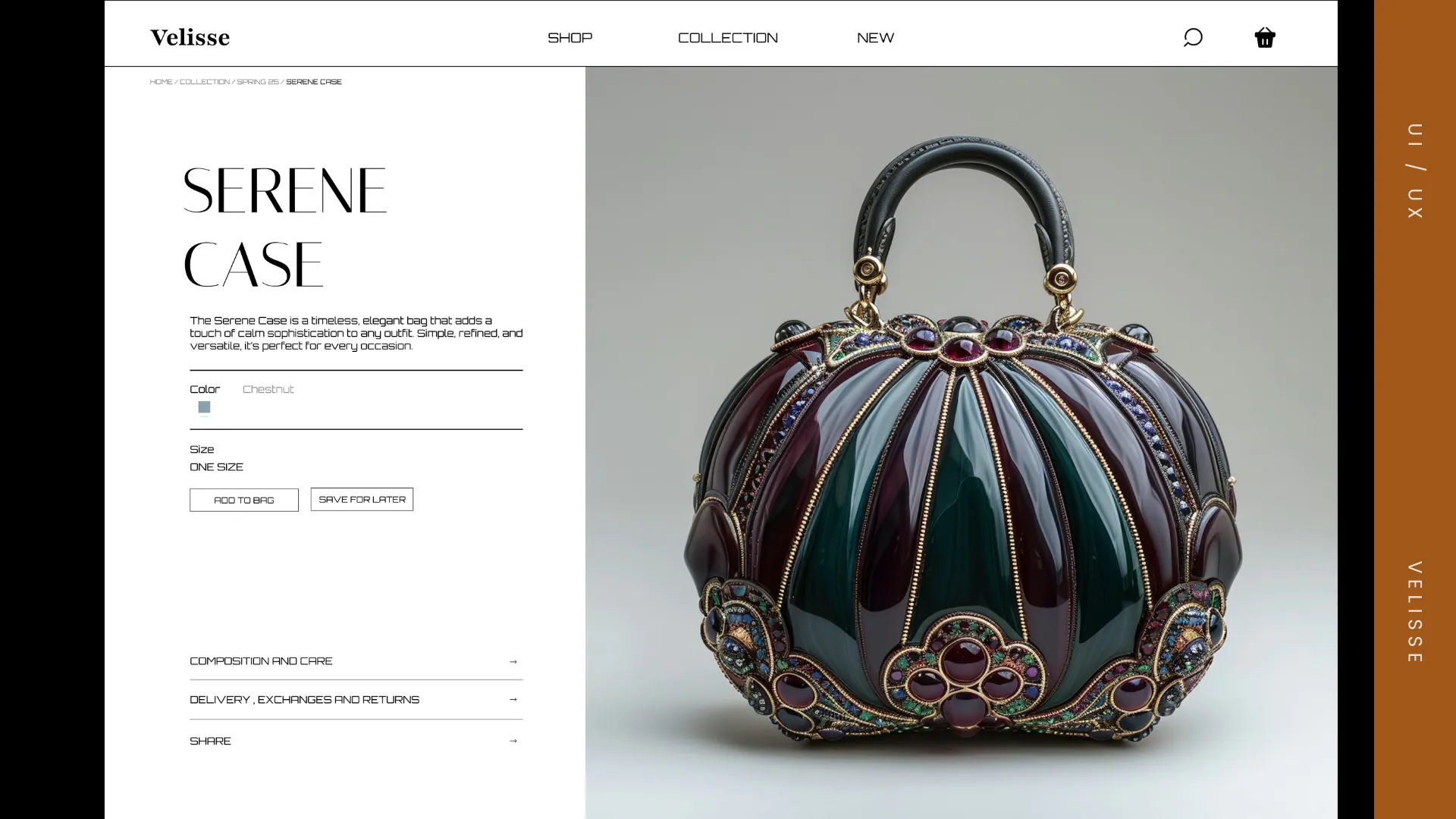 Velisse product page — Serene Case bag