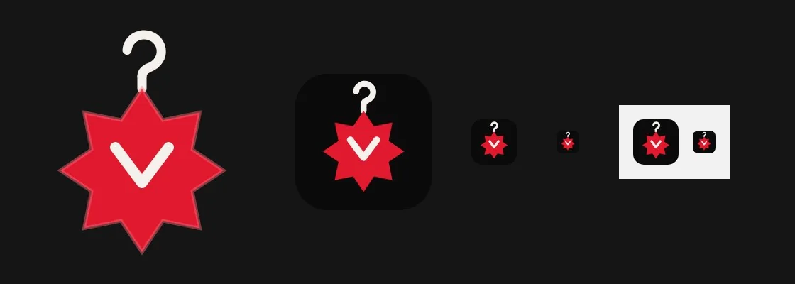 Le Vestiaire: The khatam mark hung like a swing tag, down to a 16px favicon